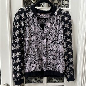 Zara Black and White Floral Bomber Jacket